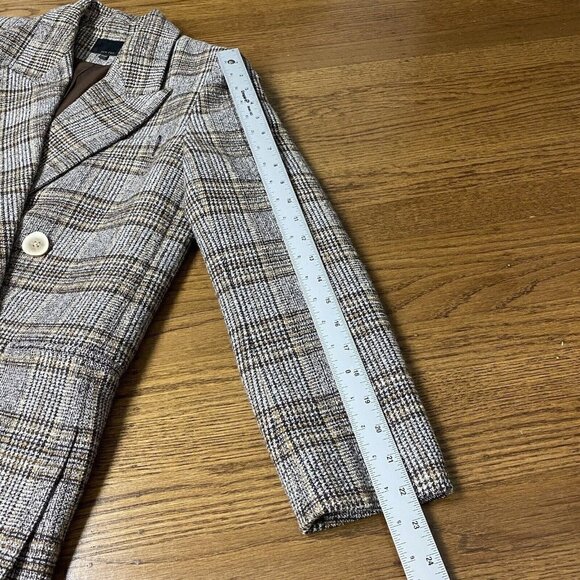 ZOW ZOW Blazer Women’s M Double Breasted Brown Plaid Tweed Peak Academia Jacket - Picture 11 of 14